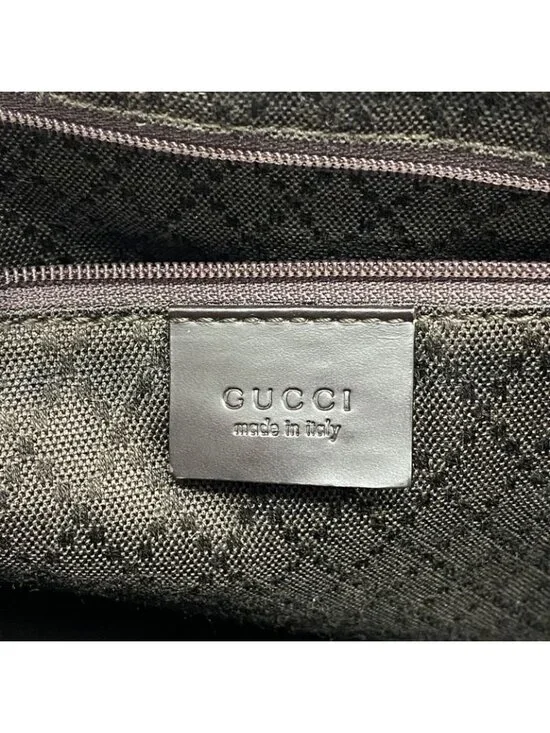 Gucci Tote GG Nylon Bamboo 002 Brown Black Silver - Picture 5 of 9